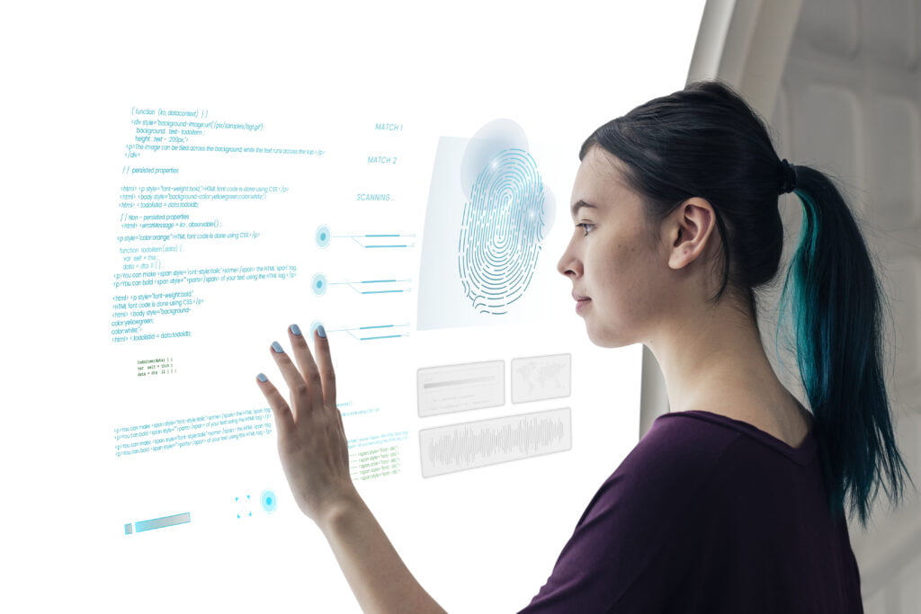 girl coding interactive screen 1