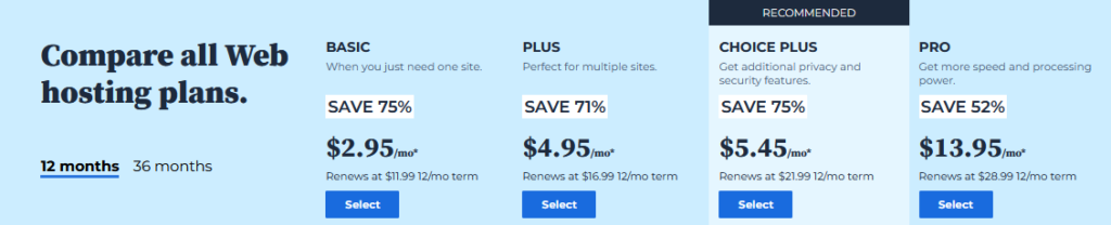 Bluehost Pricing